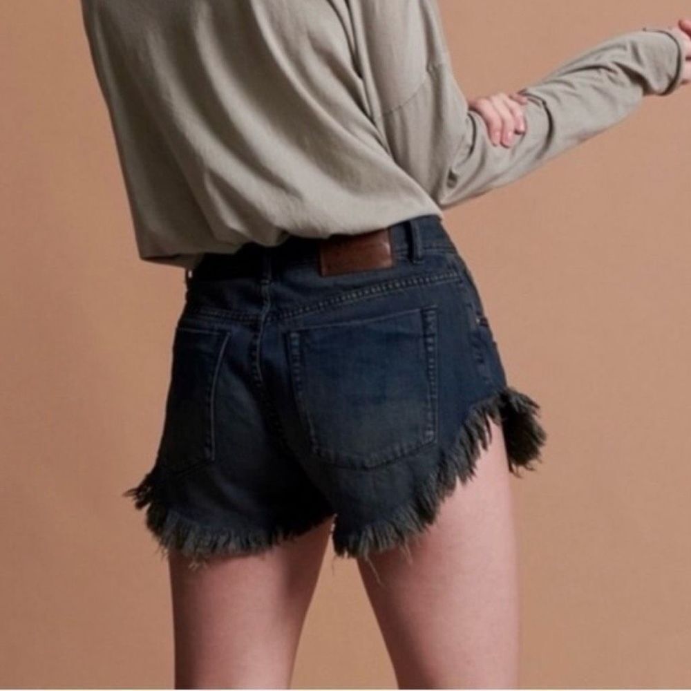 One teaspoon Le Wolves distressed raw hem buckle shorts size 30 medium wash